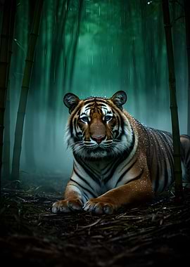 Tiger in a Bamboo Forest