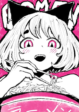 Anime Girl Eating Ramen