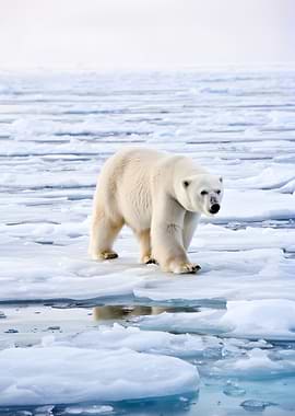 Polar Bear on Ice Floes