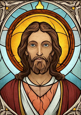 Stained Glass Portrait of Jesus