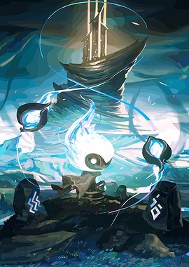 Mystical Fire Spirit and Ancient Runes