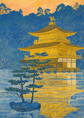 Golden Pavilion Reflection in Water