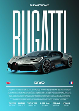 Bugatti Divo Car Poster