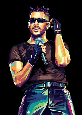 Bad Bunny Pop Art Portrait