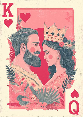 King and Queen of Hearts Card Art