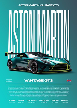 Aston Martin Vantage GT3 Car Poster