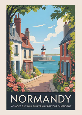 Normandy Old French Travel Poster