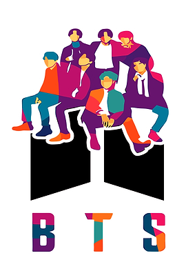 BTS Group Pop Art Illustration