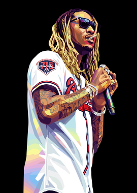 Rapper Future in Braves Jersey