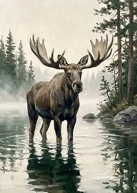 Moose Standing in Water