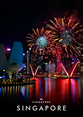 Singapore Skyline Fireworks