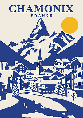 Chamonix France Vintage Poster