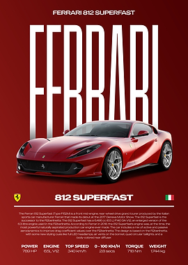 Ferrari 812 Superfast Car Poster