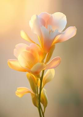 Delicate Freesia Flowers in Soft Light