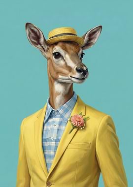 Dapper Deer in Yellow Blazer