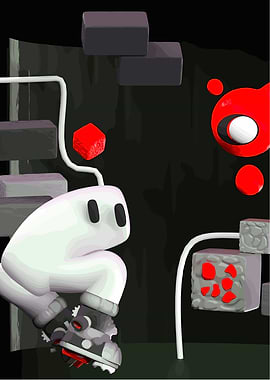 White Character in a Dark, Blocky World