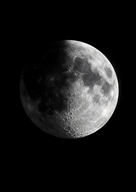 Half-lit Moon in Black Space