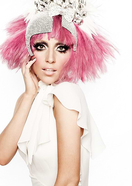 Lady Gaga Pink Wig and White Dress