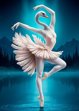 Swan Ballerina in Moonlight