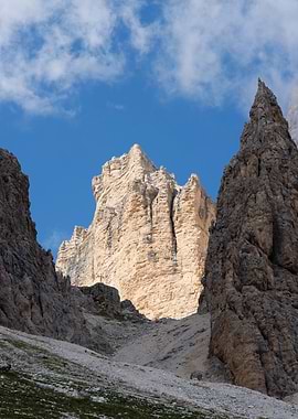 Dolomite Peaks and Blue Sky - Passo Falzarego - Italy