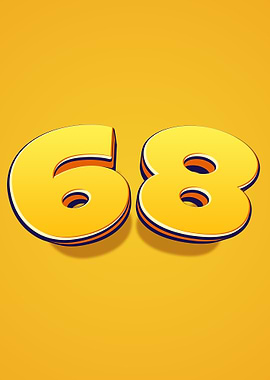 Number 68 in 3D Yellow