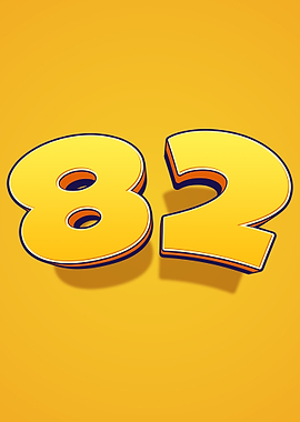 Number 82 in 3D Yellow