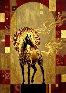 Golden Horse with Fiery Mane