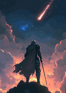 Knight Gazing at a Meteor Shower