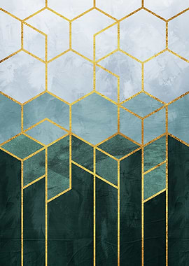 Geometric Hexagon Gradient Art