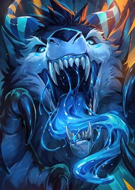 Feral Blue Creature with Glowing Eyes