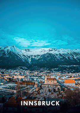 Innsbruck, Austria Cityscape with Mountains