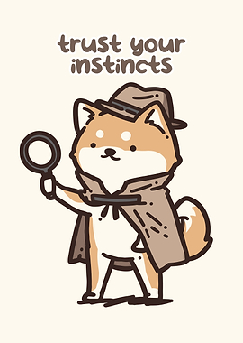 Detective Shiba Inu with Magnifying Glass
