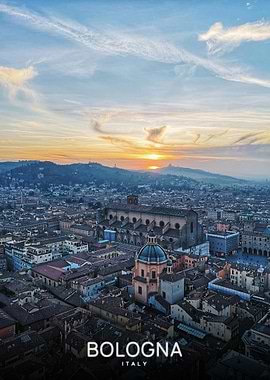 Bologna cityscape at sunset
