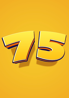 Number 75 in 3D Yellow