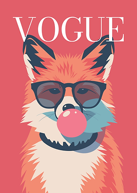 Vogue Fox with Sunglasses and Bubblegum