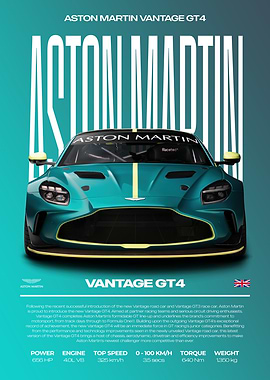 Aston Martin Vantage GT4 Car Poster