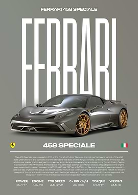 Ferrari 458 Speciale Car Poster