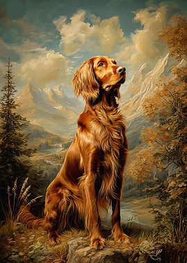 Irish Setter in Mountain Landscape