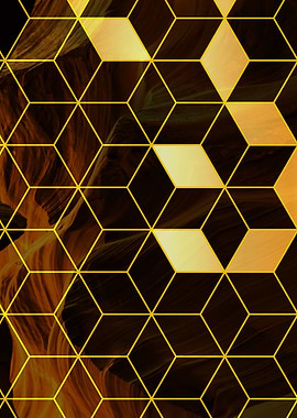 Geometric Overlay on Canyon Landscape