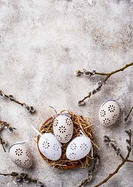 Easter Eggs and Pussy Willow Branches