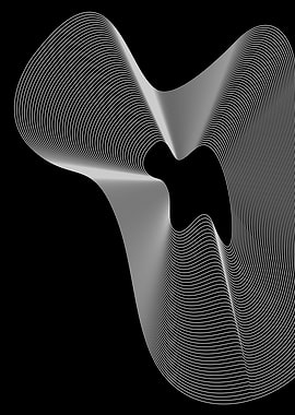 Abstract White Wavy Lines on Black