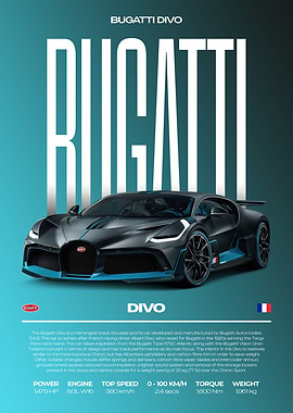 Bugatti Divo Car Poster
