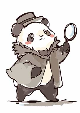 Detective Panda with Magnifying Glass