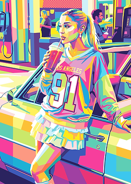 Pop Art Ariana Grande at Gas Station