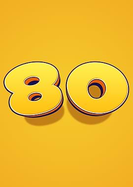 Number 80 in 3D Yellow