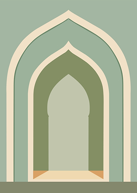 Serene Islamic Arch in Soft Earth Tones