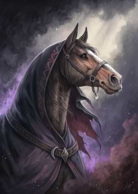 Mystical Horse in Dark Robes
