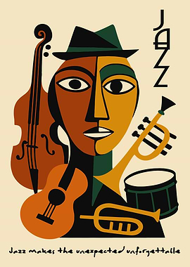 Abstract Jazz Musician with Instruments