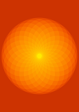 Abstract Orange Sphere with Geometric Pattern