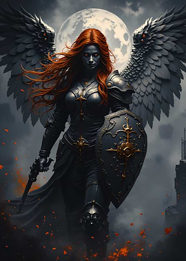 Warrior Angel with Fiery Hair